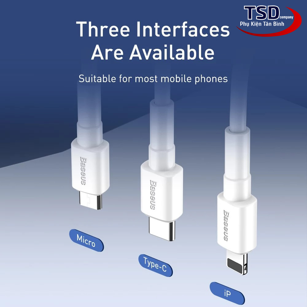 Cáp Sạc Nhanh Siêu Bền Baseus Mini White Dùng Cho Smartphone Tablet ( Quick Charging & Sync Data TPE Cable )