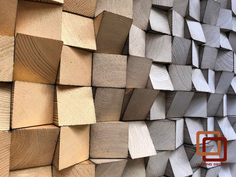 Tranh gỗ trang trí 3D GRADIENT ẤM ÁP (Wood mosaic) - KÍCH THƯỚC 30cmx1M