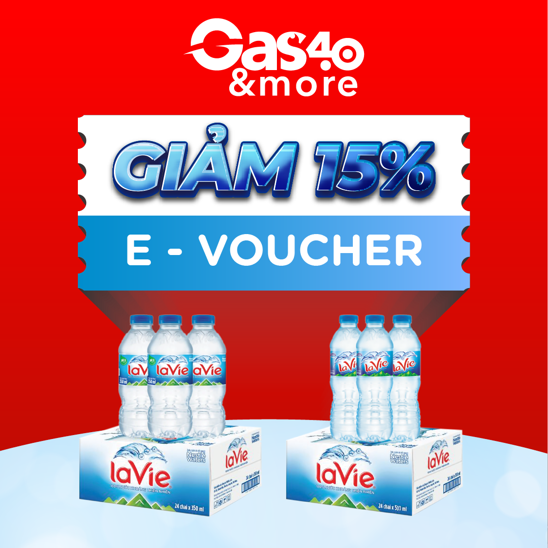 Gas4.0 &more [E-voucher] - Voucher giảm giá 10% cho sản phẩm thùng nước khoáng Lavie 350ml/500ml