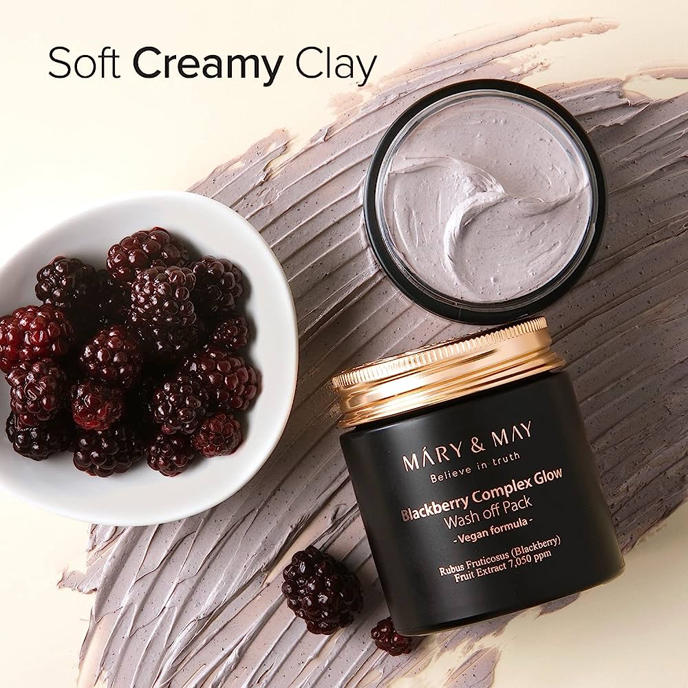 [Hàng có sẵn] Mặt nạ đất sét thuần chay Mary&May Blackberry Complex Glow Wash off Pack [Glow Beauty]
