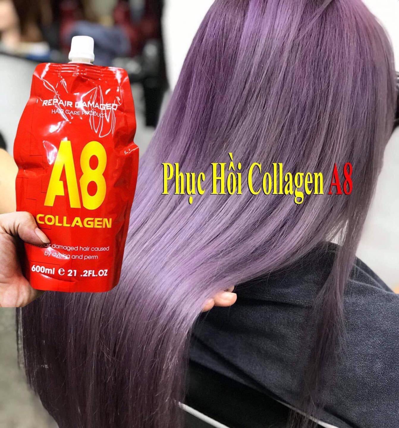 Hàng Chính Hãng Hấp phục hồi tóc hư tổn COLLAGEN A8 - 600ml Cao Cấp