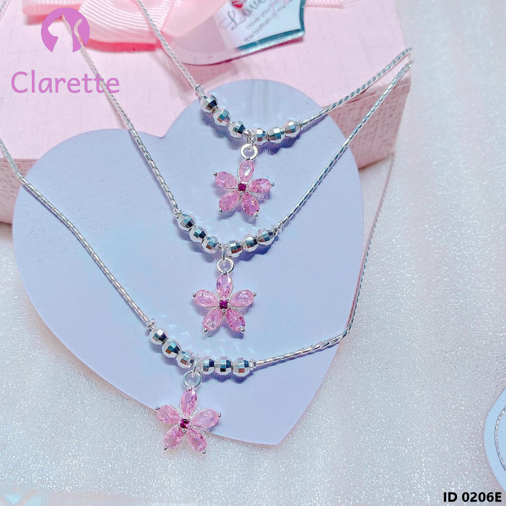 Vòng cổ bạc cho bé hình hoa năm cánh Clarette 0206E