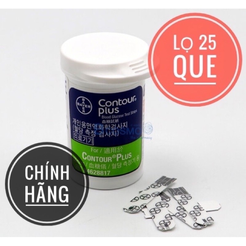 ✅ CONTOUR PLUS (Lọ 25 que hoặc hộp 50 que) - Que thử đường huyết dùng cho máy Contour Plus (chính hãng Contour - Đức)