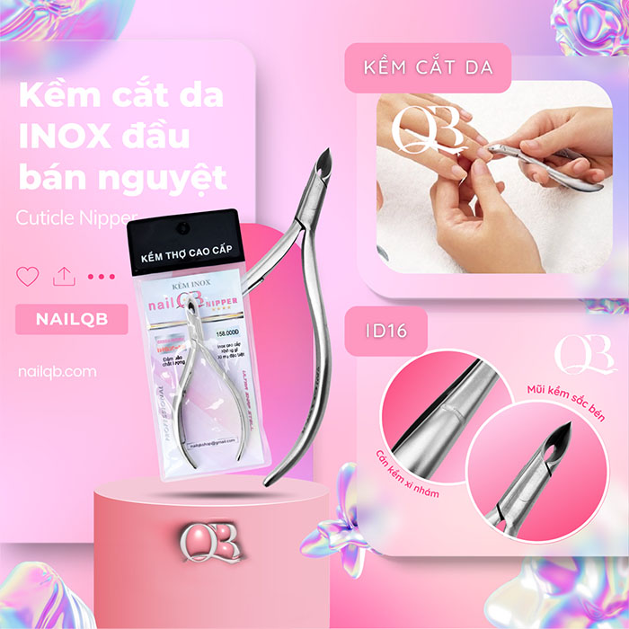 Kềm cắt da kềm nhặt da INOX NailQB đầu bán nguyệt - đầu vuông