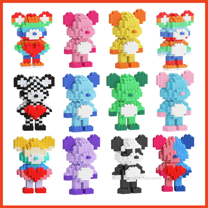 Đồ chơi mô hình lắp ráp gấu bearbrick 3d,được chọn mẫu mô hình lắp ráp xếp hình bear brick mini 3d dễ thương cho bé