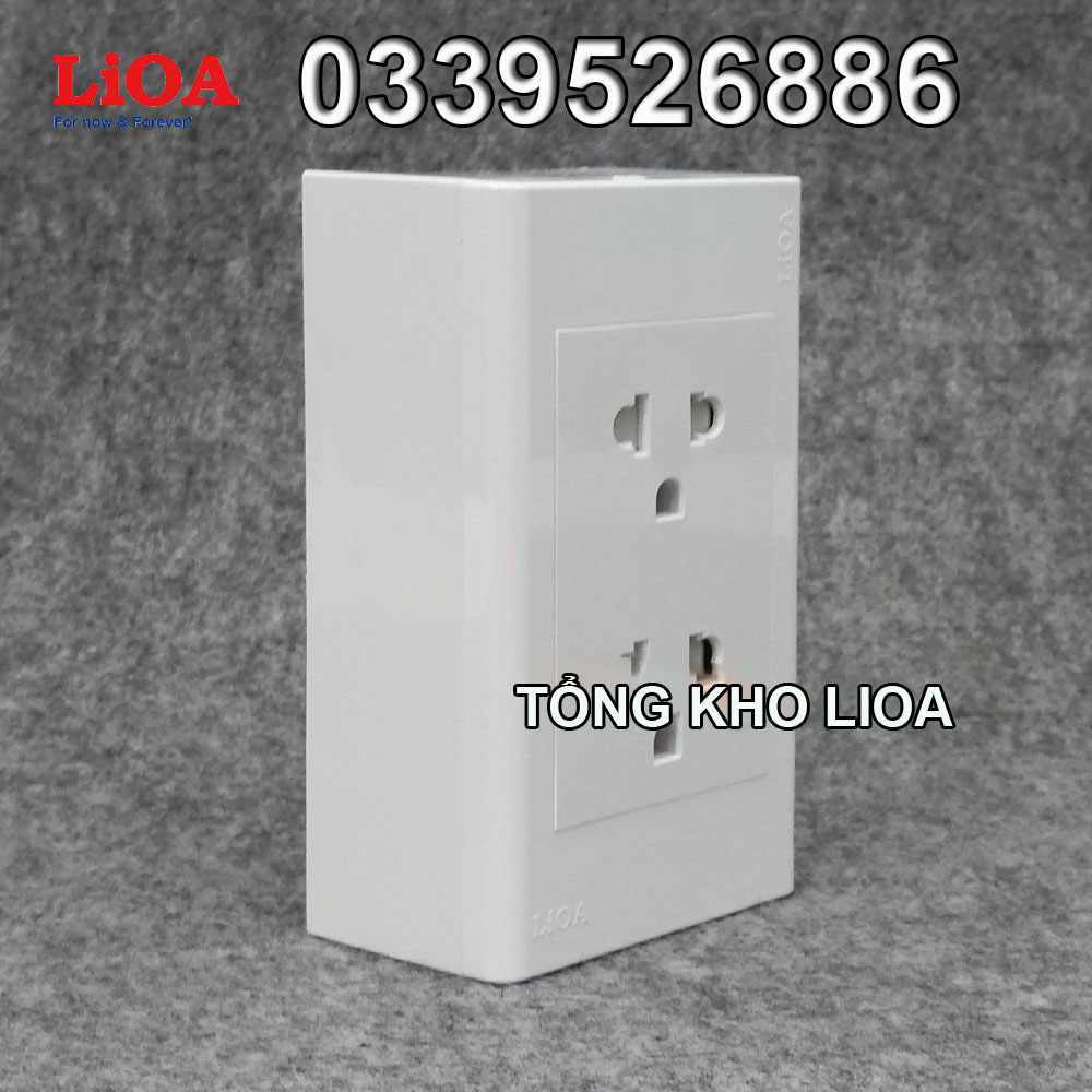Combo ổ cắm điện đôi 3 chấu 16A LiOA (3520W) - Lắp nổi