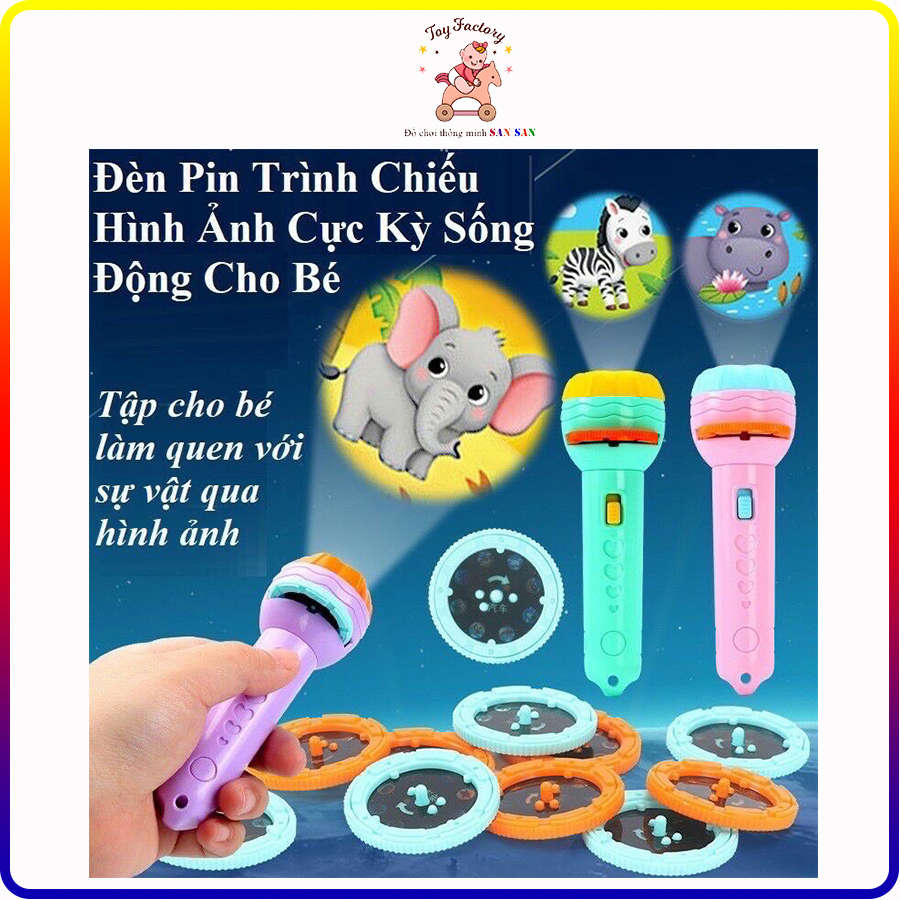 [Hoàn Tiền 10%]Đèn pin chiếu 80 hình ảnh cho bé thoả thích khám phá hoa quả, động vật, côn trùng, phương tiện, siêu nhân...