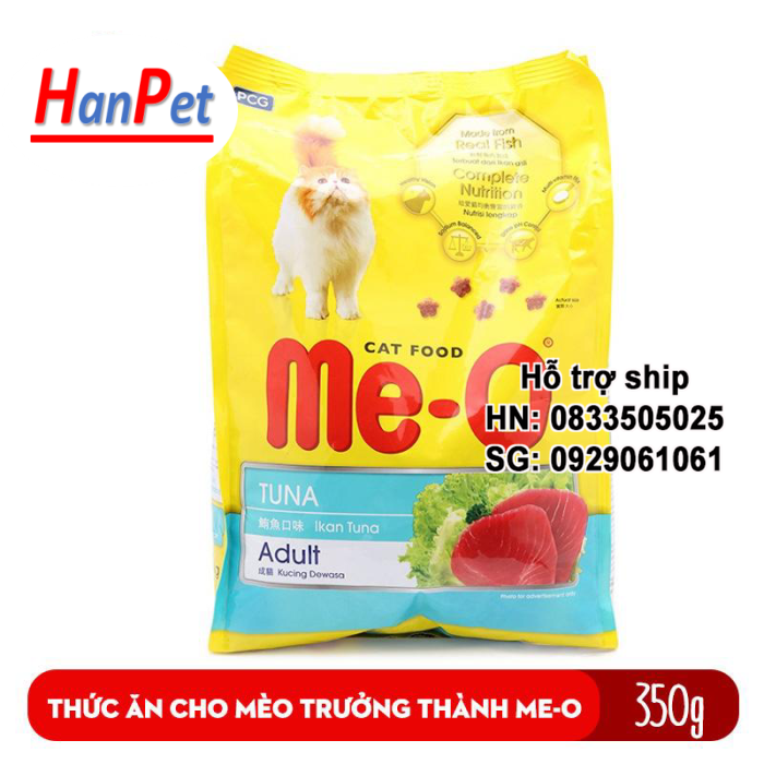 Hanpet - Vị cá ngừ 350gr Thức ăn cho mèo lớn đã trưởng thành trên 1 tuổi Me-O Adult