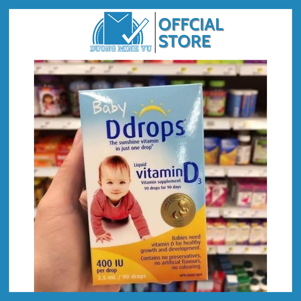 Vitamin D3 Drops - Baby DDrops Bổ Sung Vitamin D Cho Bé 90 Giọt (HÀNG MỸ USA)