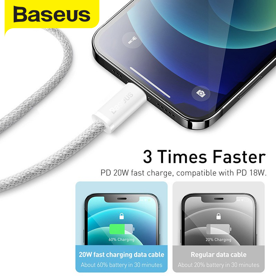 Cáp sạc nhanh Baseus Dynamic Series PD 20W Type-C to Lightning dành cho iPhone/iPad, data 480Mbps, dây bọc dù chống đứt, dài 1m/2m