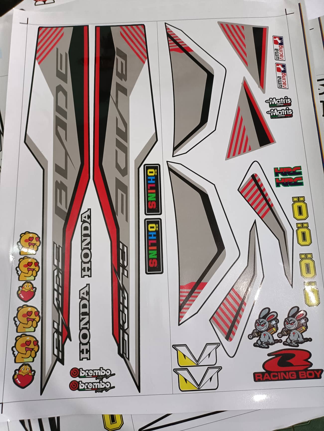 tem rời honda blade 110. ko bay màu