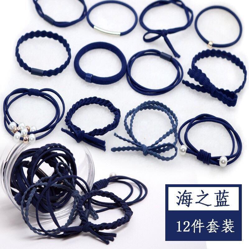 Hộp 12 dây buộc tóc nữ kiểu Hàn dễ thương
