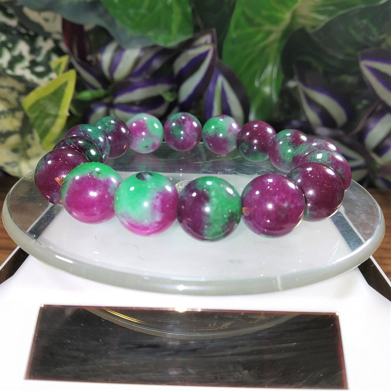 Vòng phong thủy, Vòng đá tự nhiên ruby Nam Phi đa sắc 12li