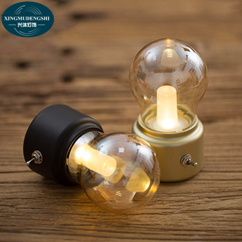 XMDS Led Retro Compact Portable Table Lamp Usb Charging Bedside Lamp Long Battery Life Bulb Lamp