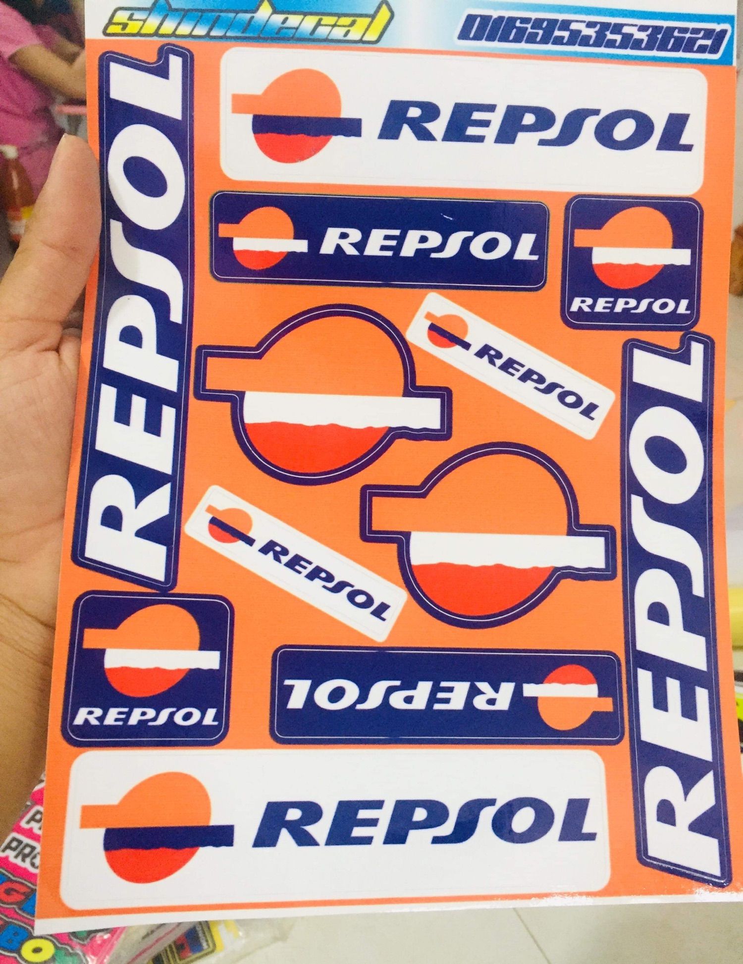 Combo logo DECAL tấm repsol khổ A4