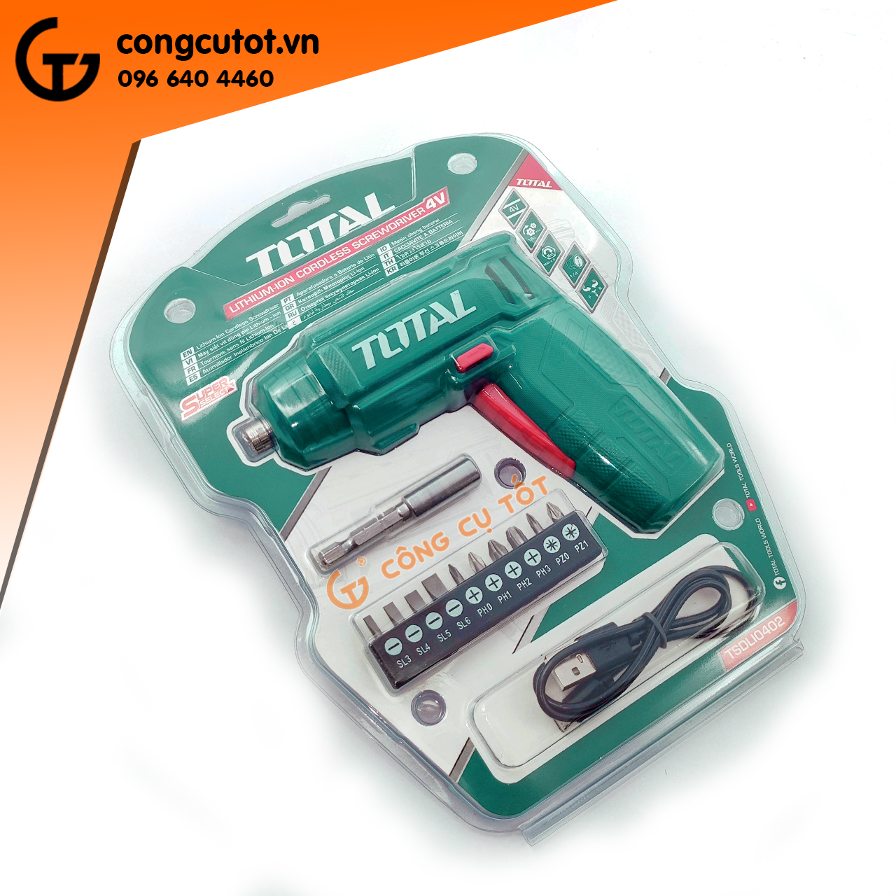 Máy siết vít dùng pin 4V TOTAL TSDLI0402