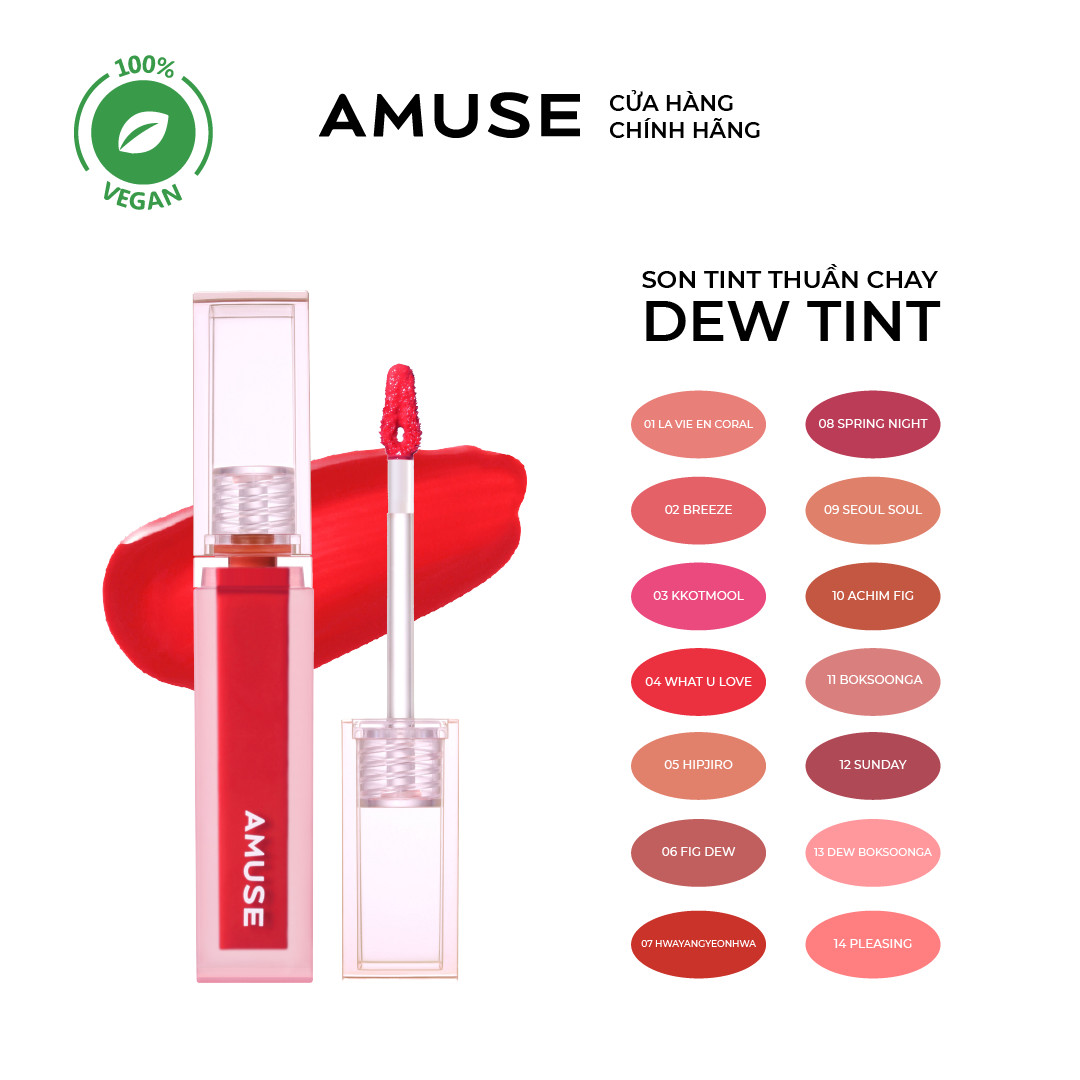 Son Tint Bóng AMUSE Dew Tint Thuần Chay