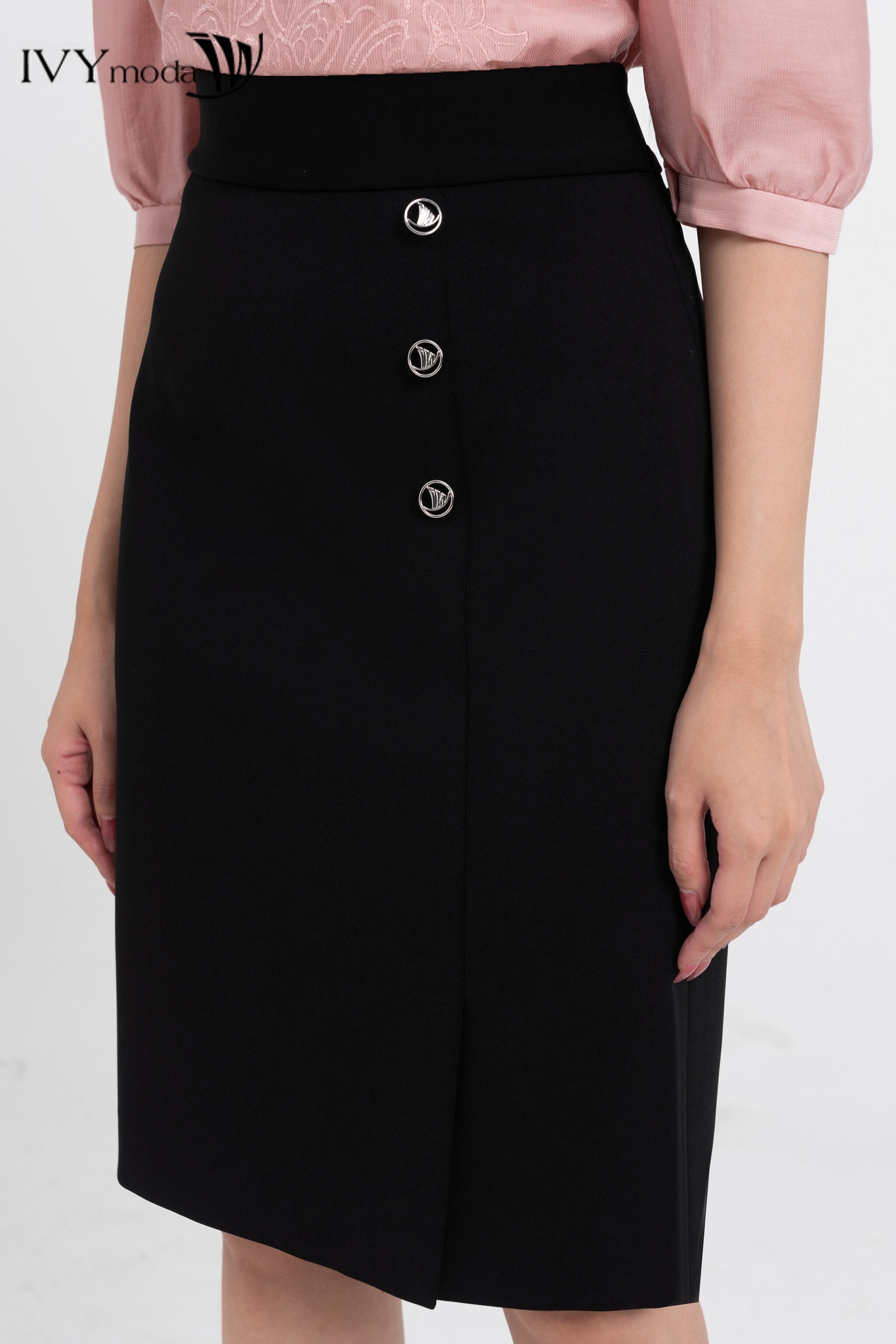 Chân váy Midi phối khuy IVY moda MS 31M8204