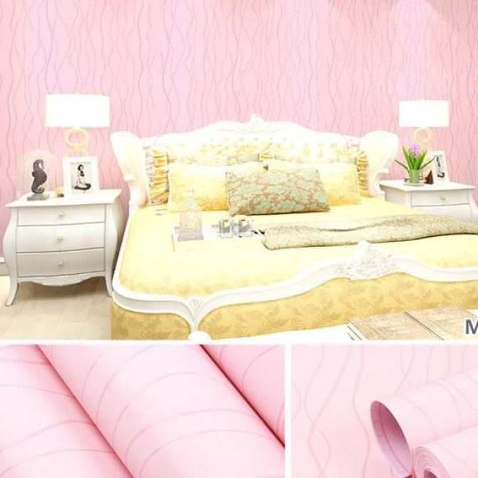 10m giấy dán tường hình sóng hồng ( cuộn dài 10m, khổ rộng 45cm, giấy có keo sẵn)
