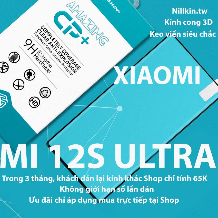 Kính cường lực cho Xiaomi Mi 12 Pro, Mi 12S Pro, Mi 12 Ultra, Mi 12S Ultra, Mi 13 Pro, Mi 13 Lite, Mi Civi 1, Mi Civi 2, Mi 12X, Mi 12S, Mi 10 Ultra hiệu Nillkin.tw Keo Viền siêu chắc, kính cong 3D theo màn hình