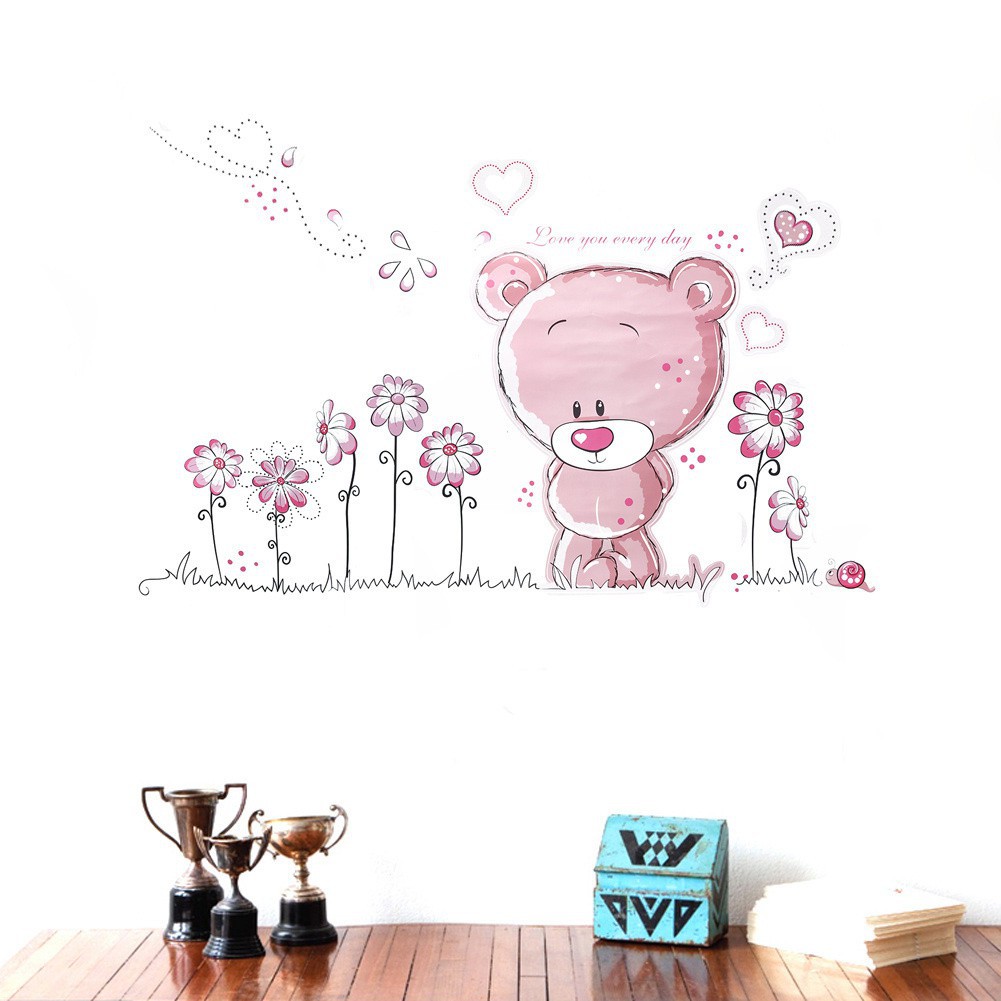Decal dán tường gấu hồng nhỏ EB101