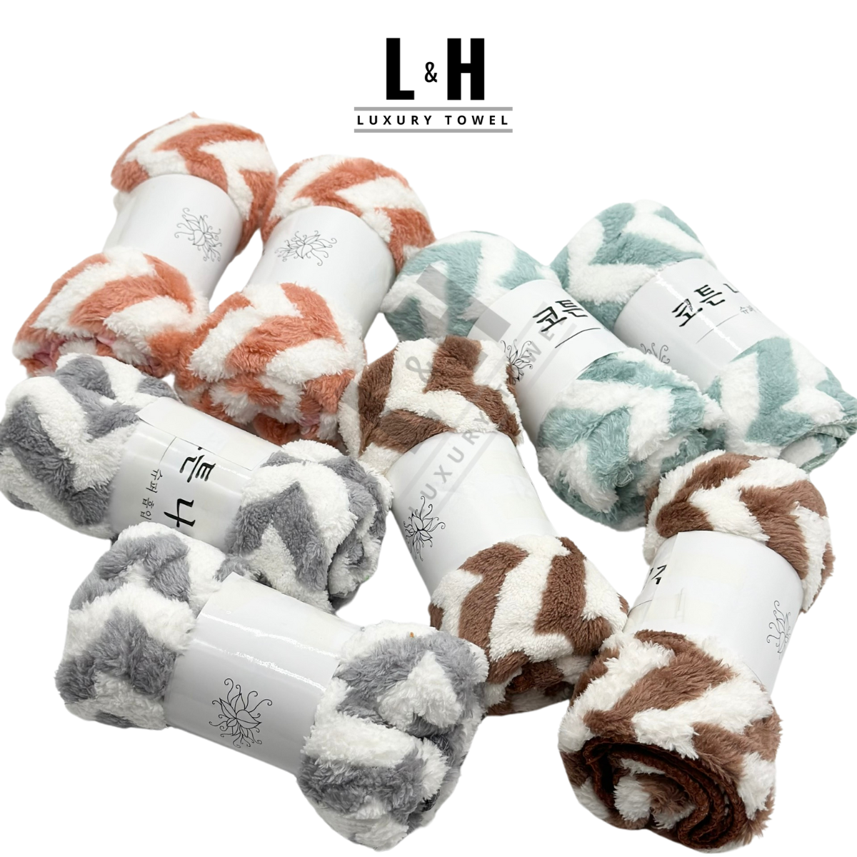Khăn mặt lông cừu, zích zắc, kt 30x50cm