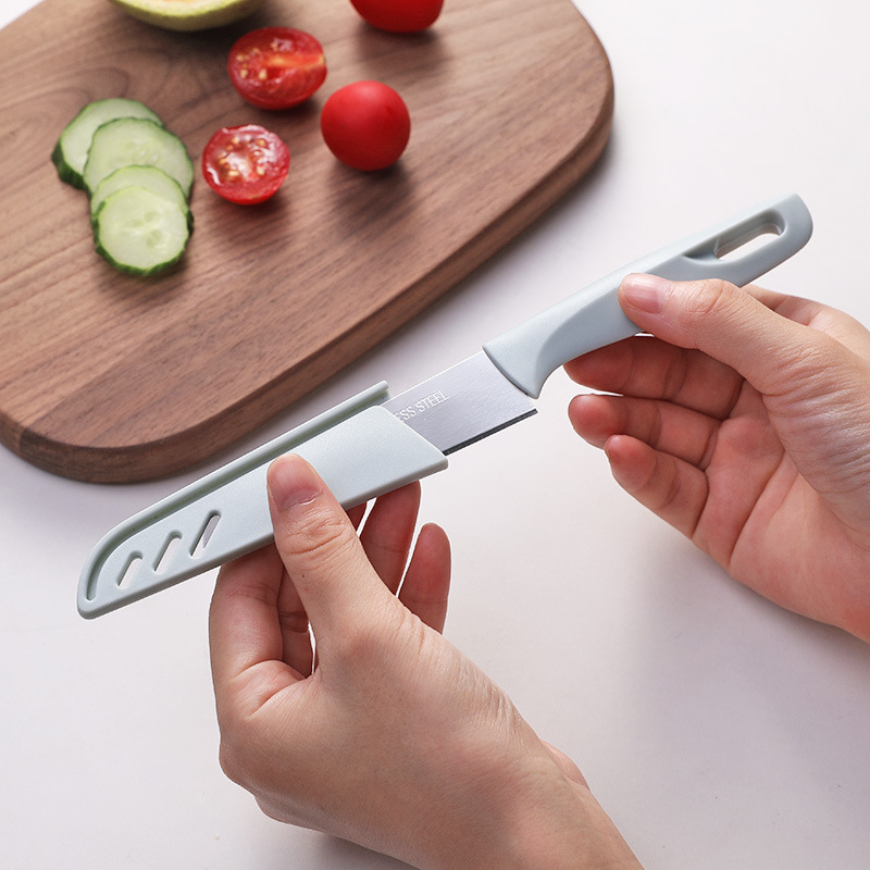 Dao gọt hoa quả siêu sắc chất liệu thép không gỉ có bao an toàn 20 x 2.5cm LAZY LIFE STORE