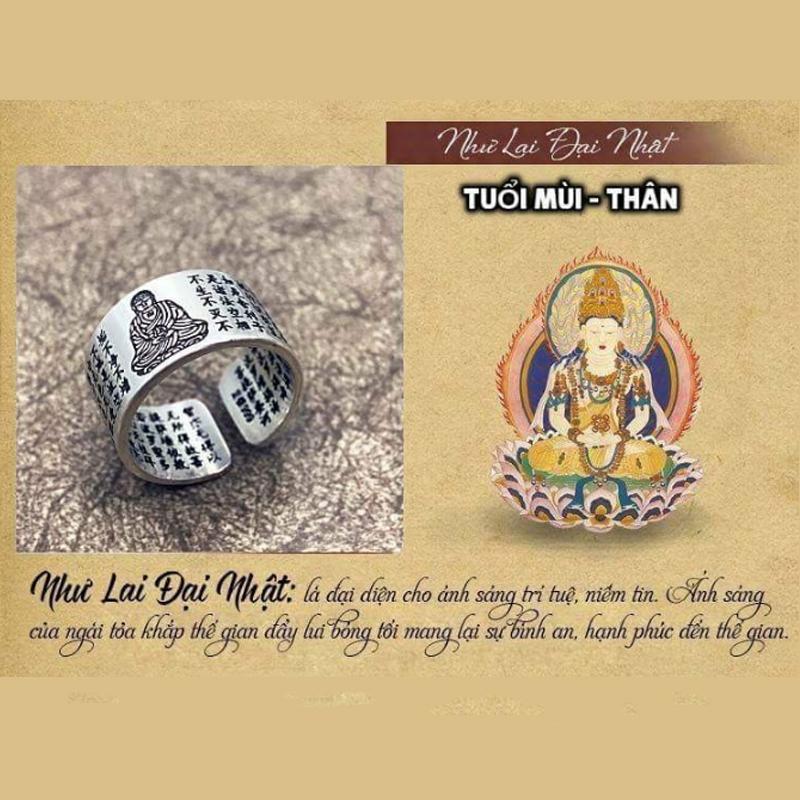 NHẪN KHẮC NGÀI NHƯ LAI ĐẠI PHẬT - BÁT NHÃ TÂM KINH (TUỔI MÙI-THÂN)