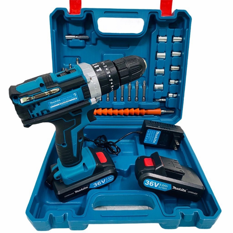 (New 2024) Máy khoan pin 36V Makita - Khoan Pin Makita 3 chức năng có búa - Tặng kèm 24 chi tiết gồm các mũi khoan + Mũi bắt vít - Bảo Hành 1 đổi 1