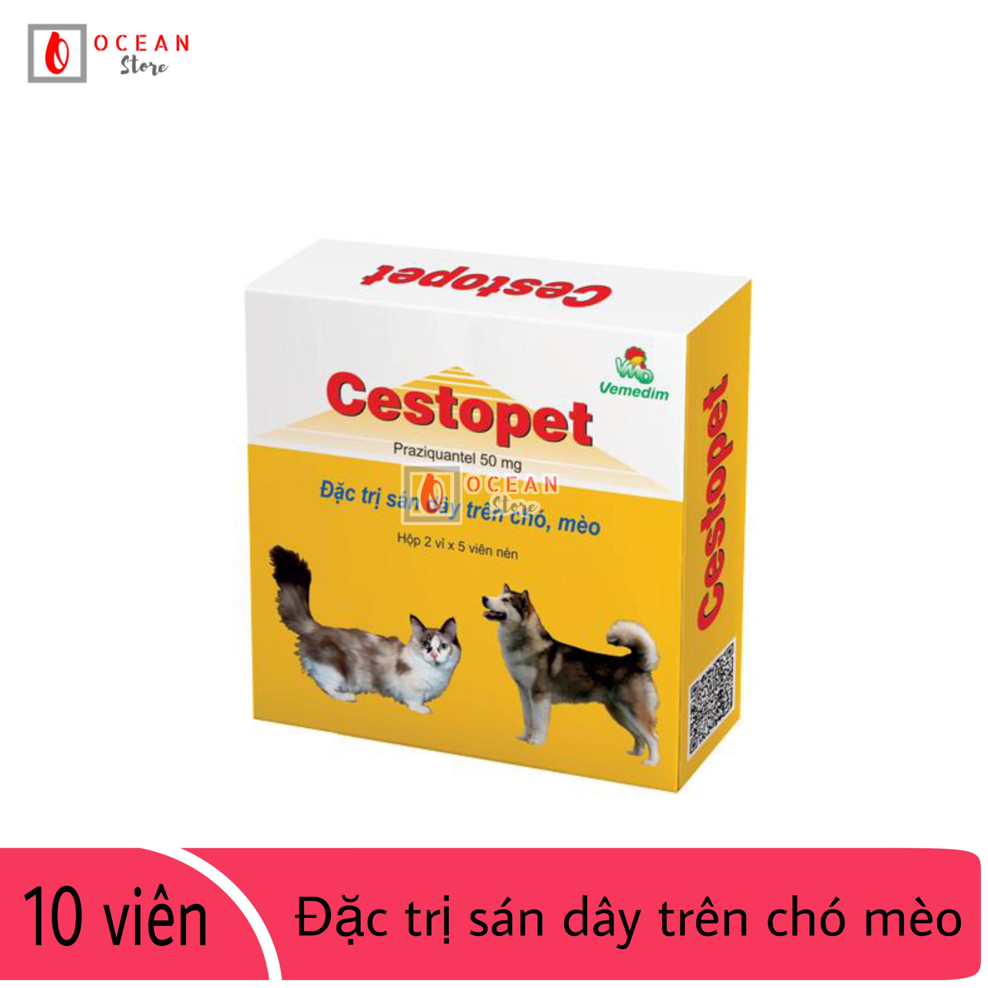 Thuốc tẩy giun sán chó mèo -1 Hộp Vemedim Cestopet