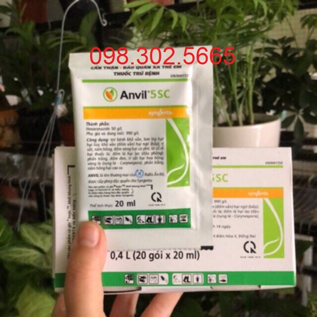 10 gói chế phẩm Anvil 5SC gói 20ml Trừ Bệnh Đốm Vàng, Nấm, Làm Dày Lá
