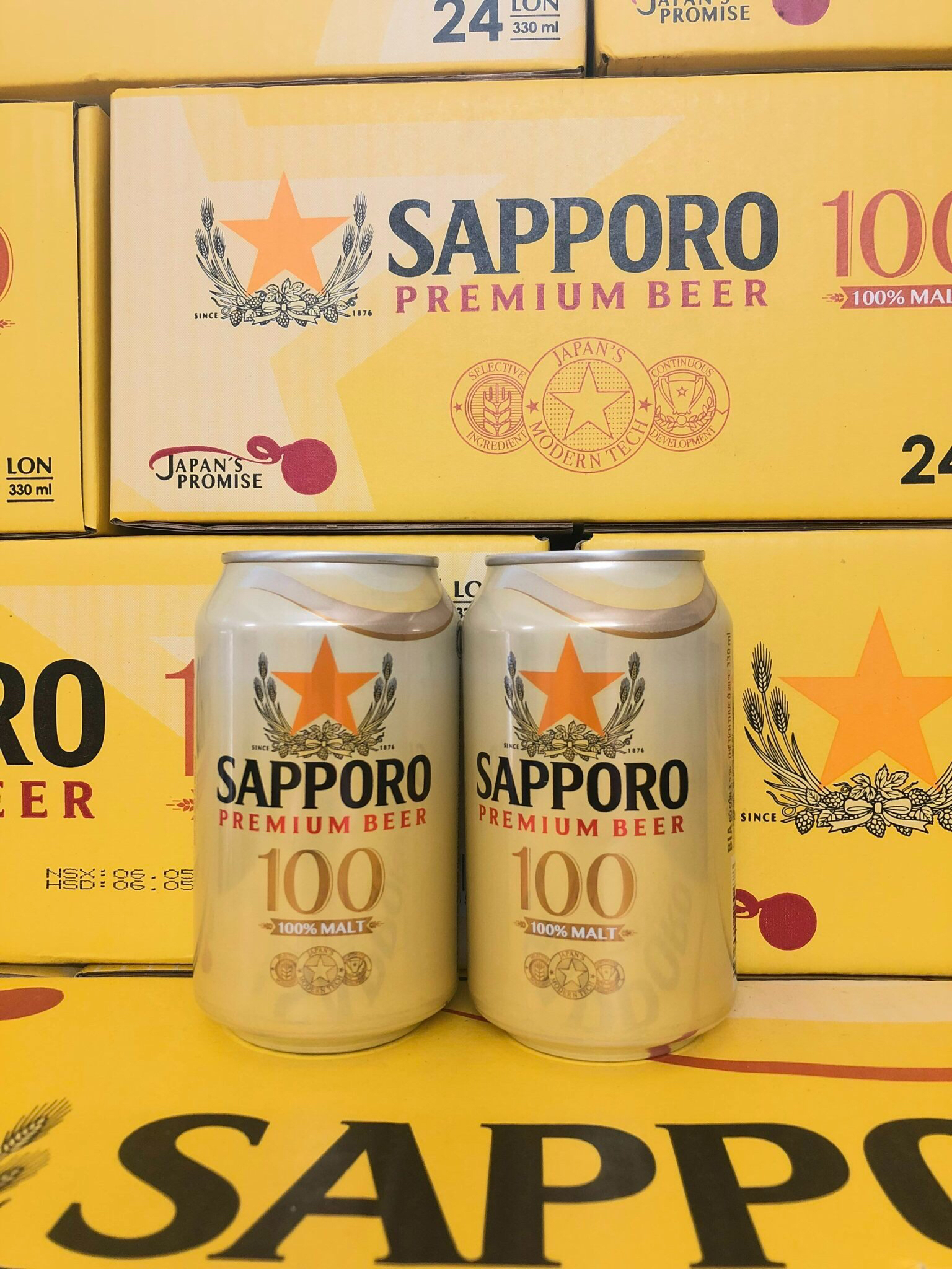 Thùng beer Sapporo Premium 100 - 24 lon 330ml 3.5% cồn