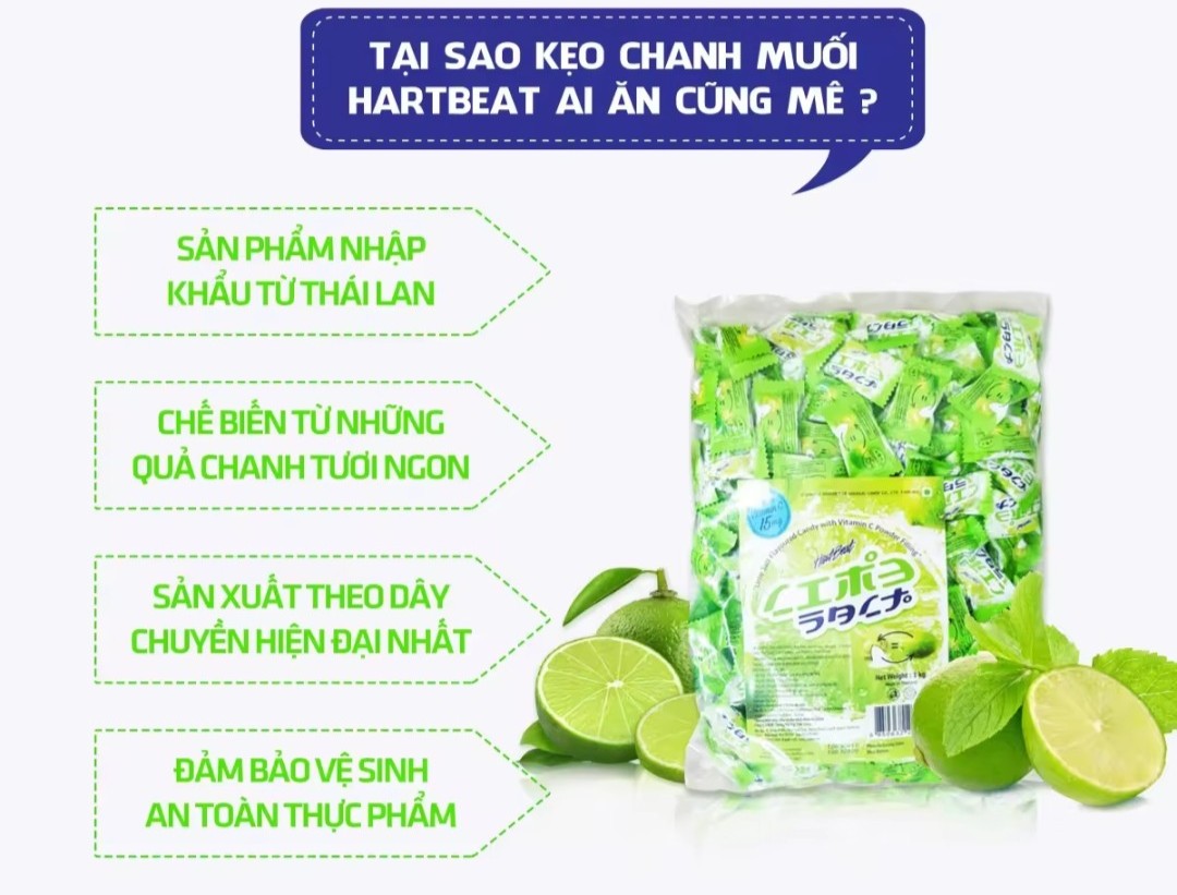 [120g] Kẹo Chanh Muối Thái Lan HartBeat Vitamin C