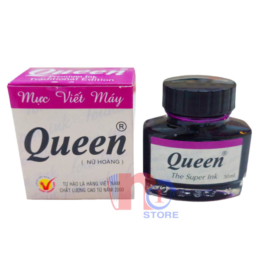 Mực Bút Máy Queen 30ml Chất Lượng Cao, Mực Xanh, Tím