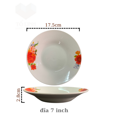 Combo 5 đĩa gốm sứ cao cấp 15.5cm,set bộ 5 đĩa gốm sứ cao cấp