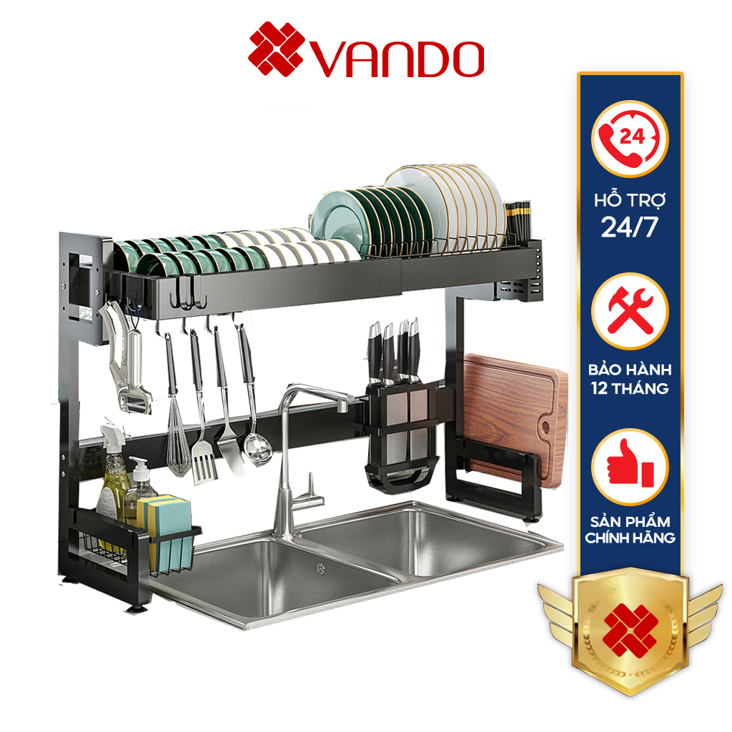 Kệ Chén Bát Thông Minh Có Thể Rút Gọn 65cm-95cm Đặt Trên Bồn Rửa Sơn Tĩnh Điện
