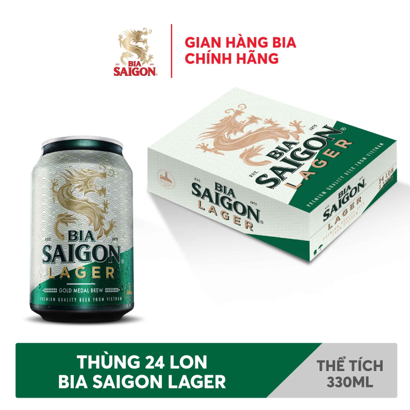 Thùng 24 lon bia SÀI GÒN LAGER - SABECO - 330ml/lon