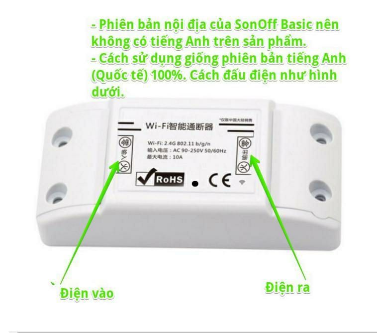 SONOFF BASIC CN (NỘI ĐỊA), ĐIỀU KHIỂN TỪ XA, QUA WIFI, 3G, 4G