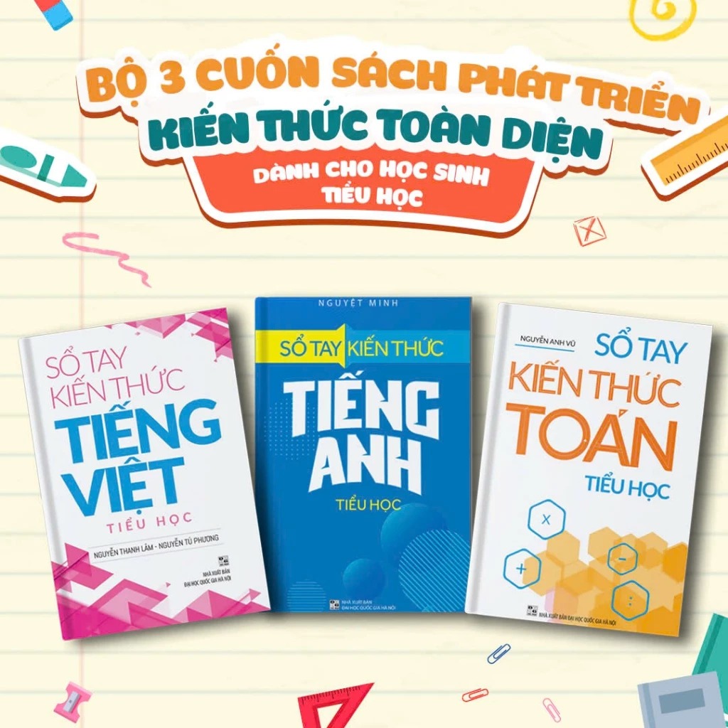 Sách: Sổ Tay Kiến Thức Toán + Tiếng Anh + Tiếng Việt Tiểu Học