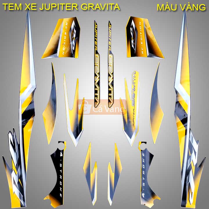 Tem xe máy Yamaha Jupiter Gravita LOẠI 3 LỚP, tem lây bay màu - MÀU VÀNG