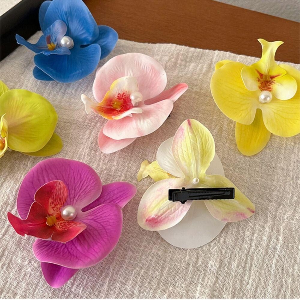 Kẹp tóc hoa Lan Hồ Điệp 9cm Phụ kiện kẹp tóc hoa lan, kẹp tóc hoa phong lan cài tóc đi biển hottrend
