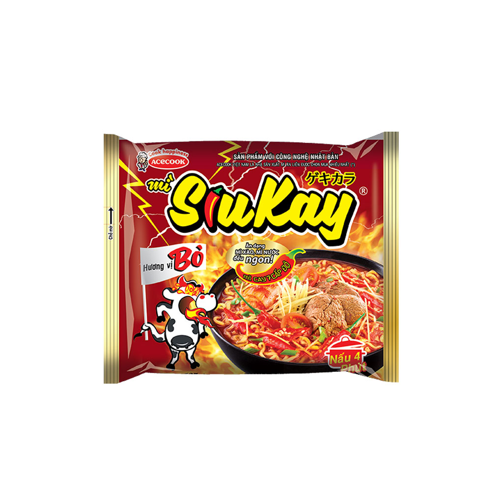 Thùng 24 gói mì siukay vị bò 127g