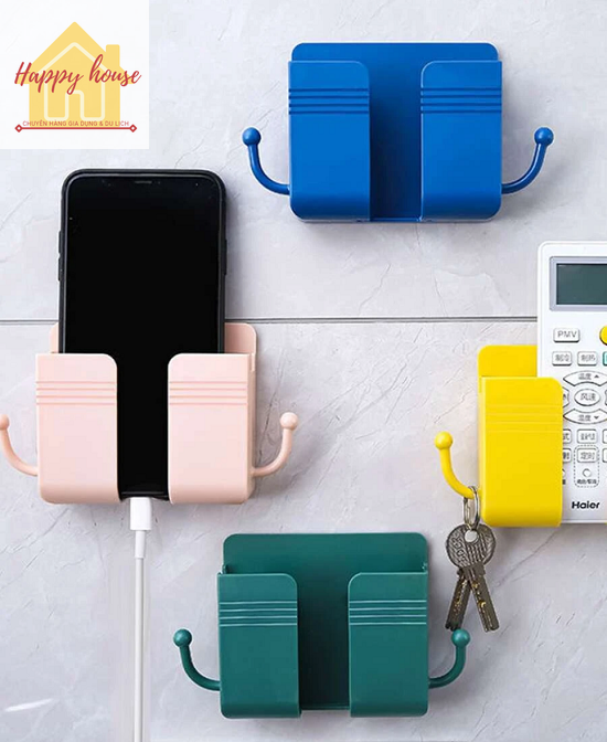 <Sỉ HCM> Kệ Dán Tường Có Tai Để Điện Thoại, Remote, Giá Đỡ Điện Thoại Có Móc Treo Tiện Lợi