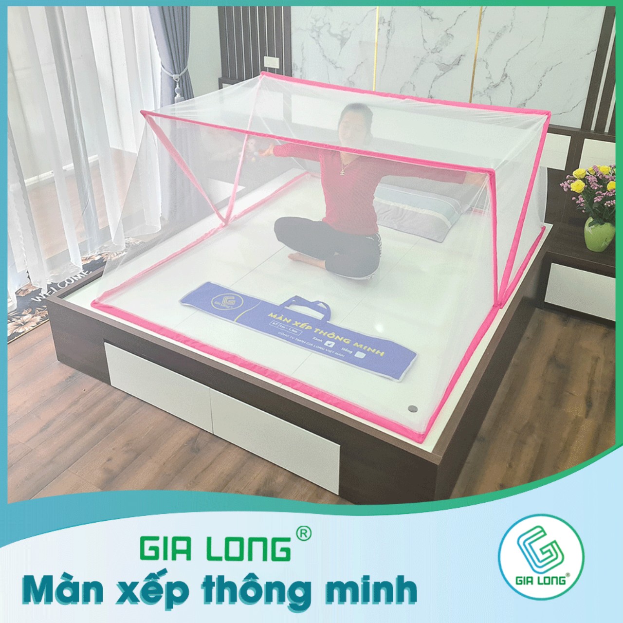 Màn chụp gấp gọn Gia Long 1mx1,9m- Hàng Việt Nam Chất Lượng Cao