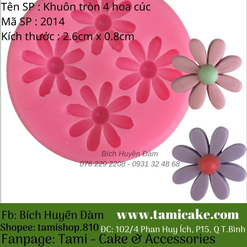 [HCM]Khuôn silicon tròn 4 hoa cúc 2014
