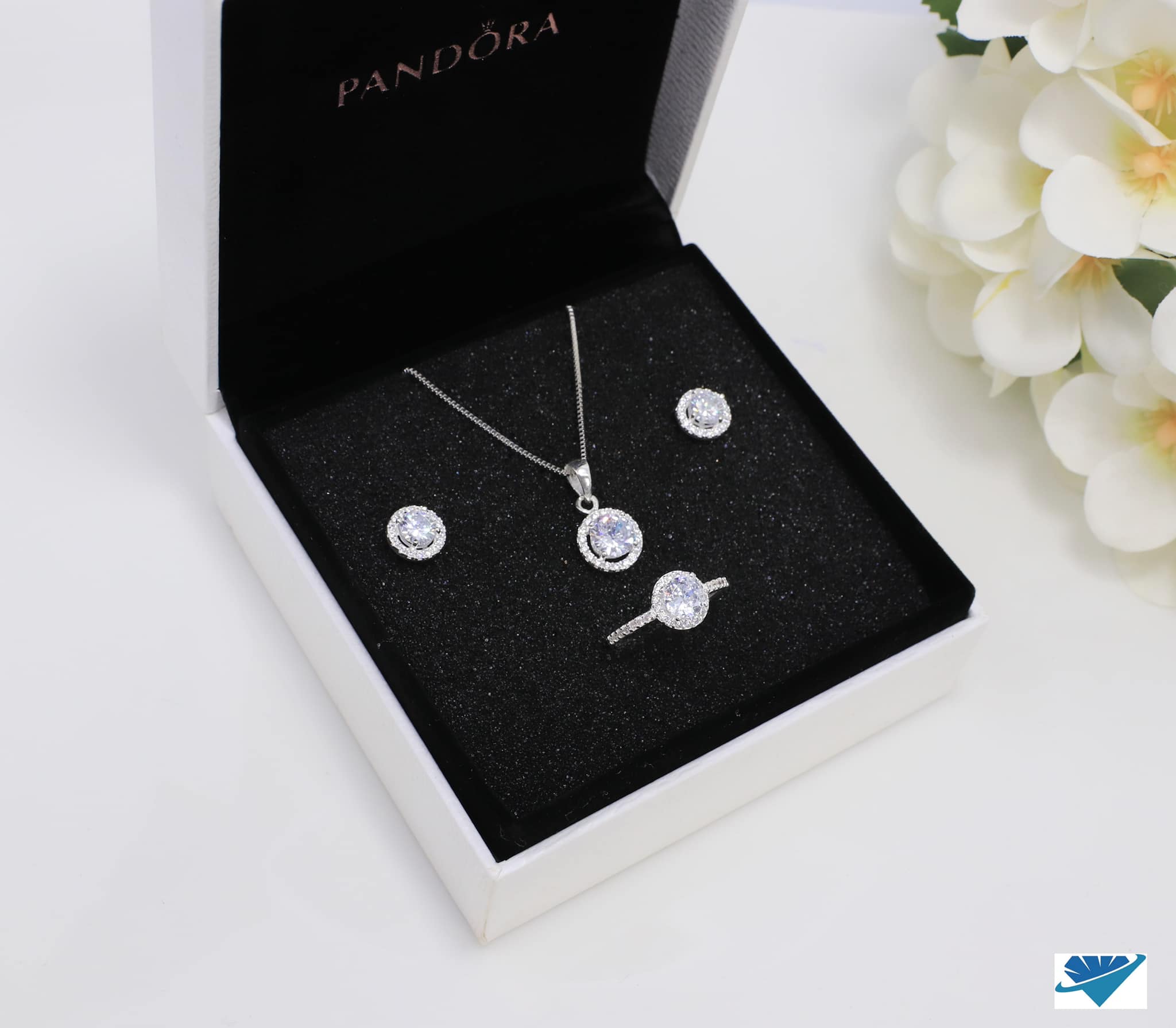 Bộ trang sức bạc thời trang 4 món đá nhỏ chất liệu bằng bạc
