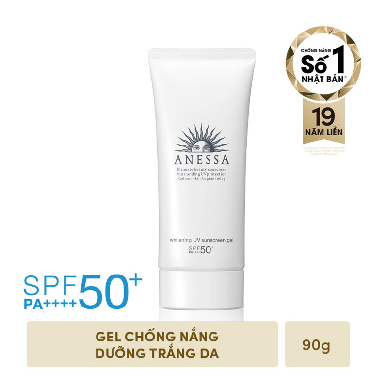 Gel chống nắng dưỡng trắng ngăn sạm da giảm thâm nám Anessa Whitening UV Sunscreen Gel - SPF50+ PA++++ - 90g nhập khẩu