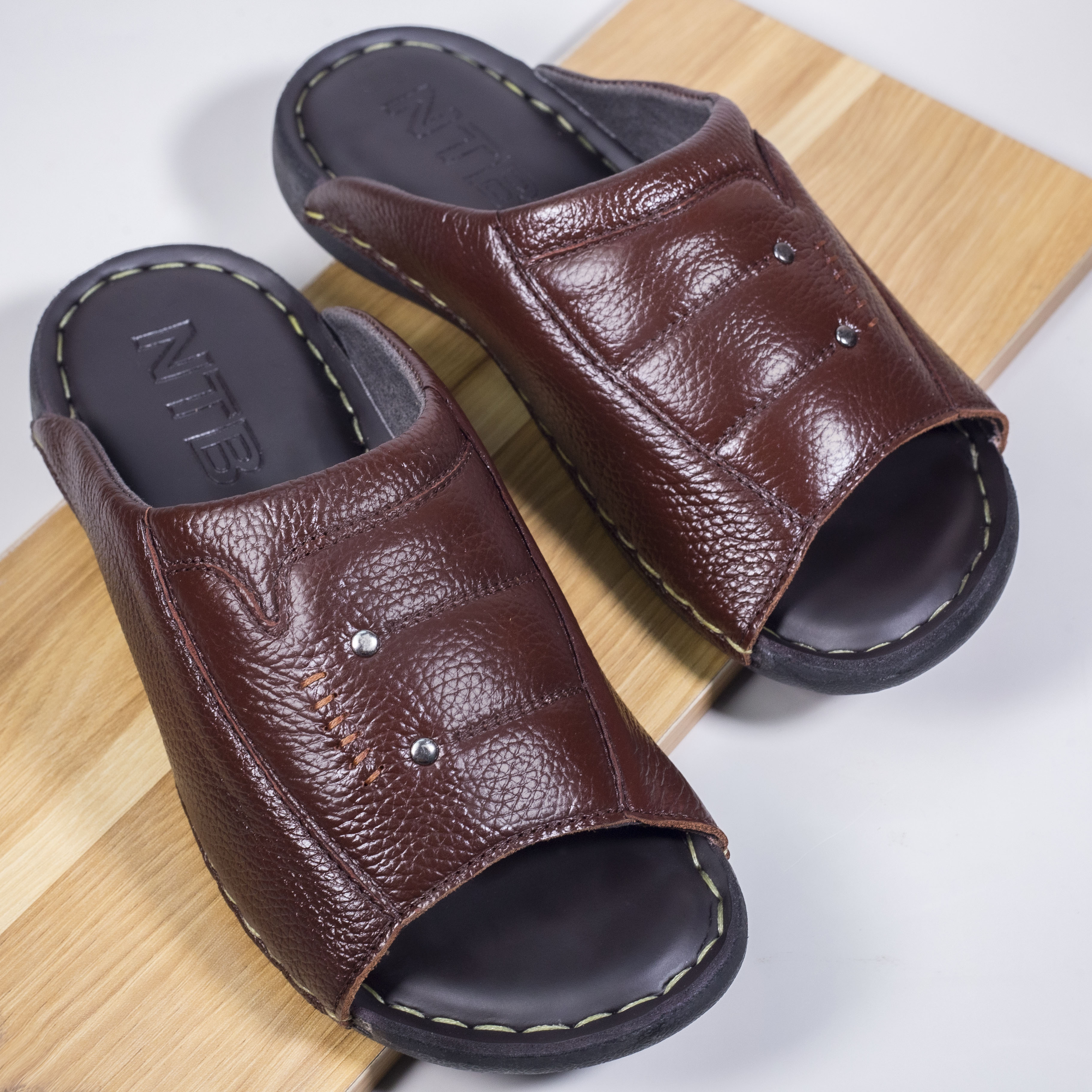 [HCM]Dép nam quai ngang da bò thật 100%