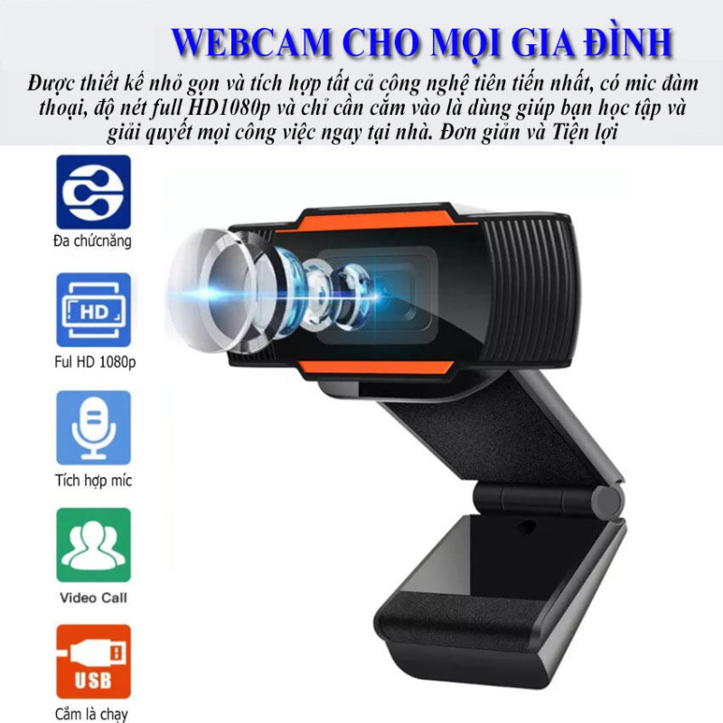 Máy tính Webcam HD 1080P có micrô cho máy tính xách tay, Học trực tuyến, Phát trực tiếp, Máy tính có cổng USB, Máy ảnh máy tính cho cuộc gọi video, cuộc họp
