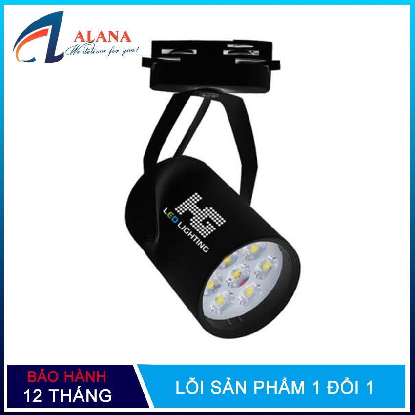 Đèn led rọi thanh ray 7w vỏ trắng hoặc vỏ đen ánh sáng trắng